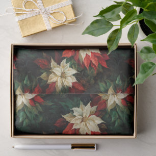 Schöne rote und weiße Poinsettias Seidenpapier