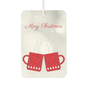 Schöne, rote Weihnachten ein Cup der Tee am Schnee Autolufterfrischer