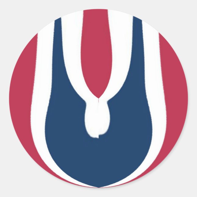 Schöne, rote, weiße, blaue Textur Abstrakt Runder Aufkleber (Vorderseite)