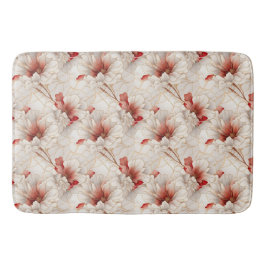 Schöne Rote Weiße Blüte Badematte