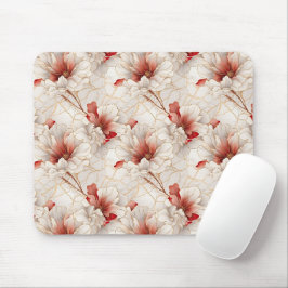 Schöne Rote Weiße Blüte Mousepad
