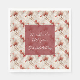 Schöne Rote Weiße Blüte Serviette