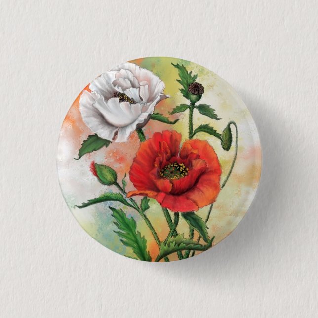 Schöne rote Weißkuchen - Malerei Art Button (Vorderseite)