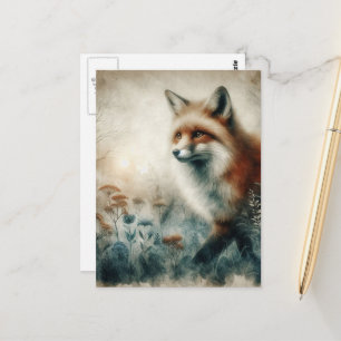 Schöne Rotfuchs-Aquarellmalerei Postkarte