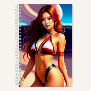 Schöne Rotkopfweibchen als Bikini-Notebook Notizbuch