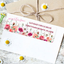 Schöne Rücksendeadresse Wasserfarbenfrohe Blumen