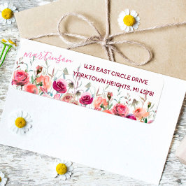 Schöne Rücksendeadresse Wasserfarbenfrohe Blumen