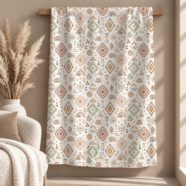 Schöne rustikale beige Boho-Regenbogen-Decke Fleecedecke (Beautiful Rustic Beige Boho Rainbow Blanket)