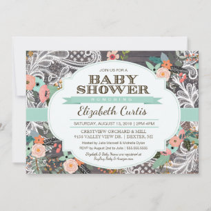 Schöne rustikale Blütendusche & Leasingdusche Boho Einladung