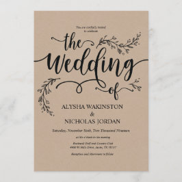 Schöne rustikale Einladungskarte für Hochzeiten