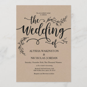 Schöne rustikale Einladungskarte für Hochzeiten