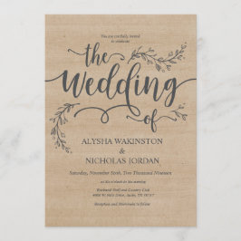 Schöne rustikale Einladungskarte für Hochzeiten