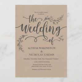 Schöne rustikale Hochzeits-Einladungs-Karte Einladung