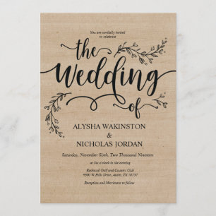 Schöne rustikale Hochzeitskarte Einladung
