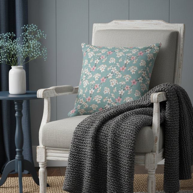 Schöne rustikale Vintage Kirschblüten Kissen (Von Creator hochgeladen)