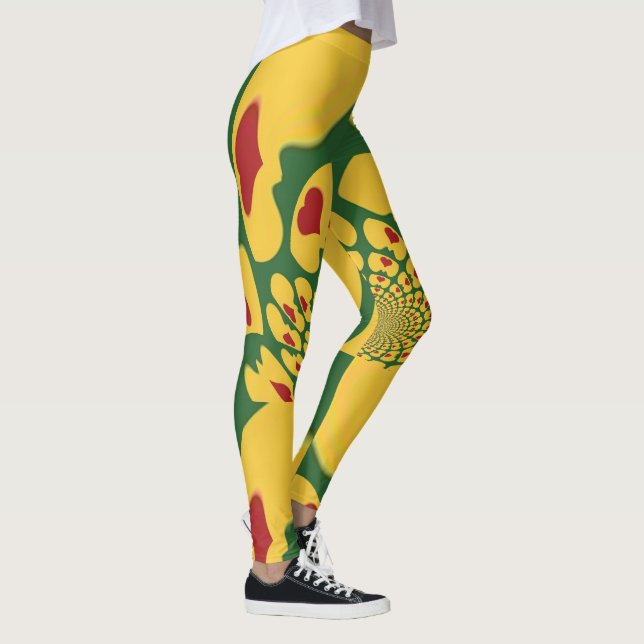 Schöne Samba-Herzen Polka Punkt abstraktes Design Leggings (Rechts)