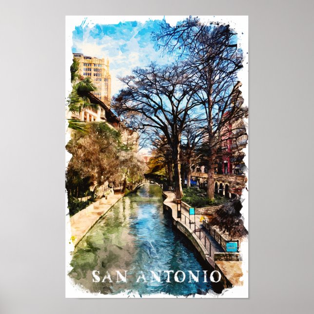Schöne San Antonio Texas Vintage Stadt Poster (Vorne)