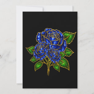 Schöne Saphirblaue Rosen-Leer-Notizkarte Dankeskarte