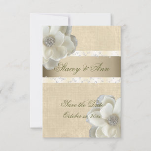 Schöne, Save the Date weiße Rosen & Bling.