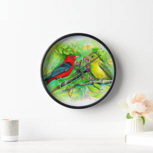 Schöne Scarlet Tanager Uhr