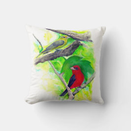 Schöne Scarlet Tanager Vögel Kunst Kissen