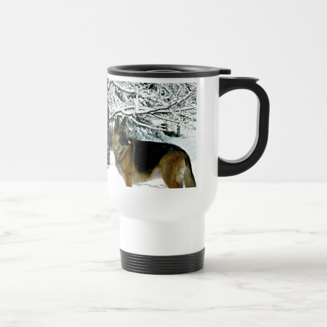 Schöne Schäferhund-Pendler-Kaffee-Tasse Reisebecher (Rechts)