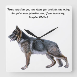 Schöne Schäferhund-Uhr mit Gedicht Quadratische Wanduhr
