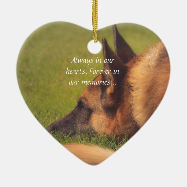Schöne Schäferhund-verlorene Haustier-Verzierung Keramik Ornament (Vorne)