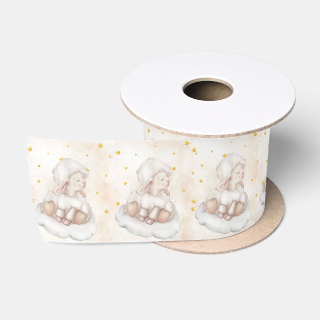 Schöne Schafsterne Lamb Pinky Dust Baby Geburtstag Satinband (Spule)