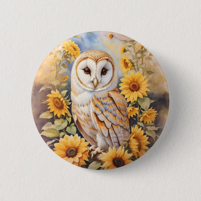 Schöne Scheunenschale und Sonnenblumen Button (Vorderseite)