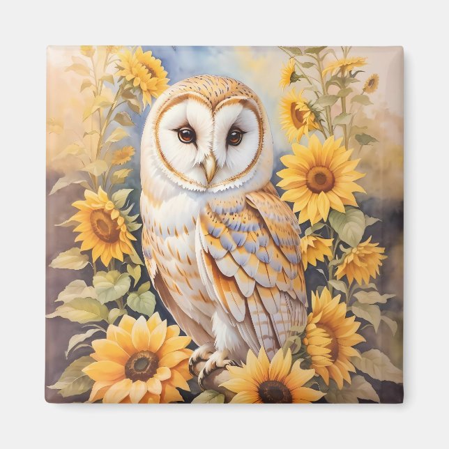 Schöne Scheunenschale und Sonnenblumen Magnet (Vorne)