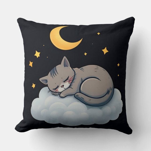 Schöne Schlafkatze auf einer Wolke Kissen (Vorderseite)