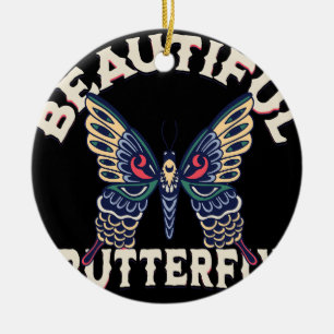 schöne Schmetterling-Retro-Vektor-Kunst-Illustrati Keramik Ornament