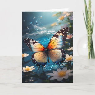 Schöne Schmetterling und weiße Blume Wasserscheide Karte