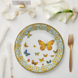 Schöne Schmetterlinge Barockstil China Pappteller