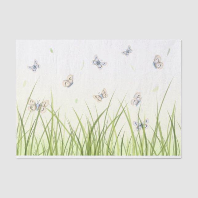 Schöne Schmetterlinge in Sunlit Grass Ethereal Seidenpapier (Vorderseite)