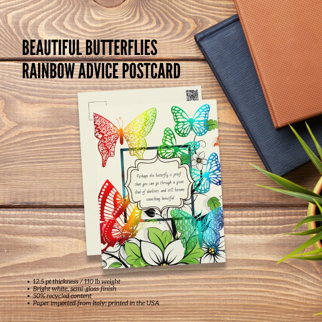 Schöne Schmetterlinge Rainbow Advice Postkarte (Beautiful Butterflies Rainbow Advice Postcard)