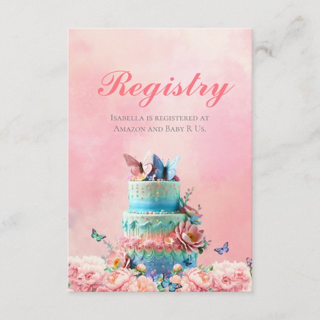 Schöne Schmetterlinge Twins Baby Registry Begleitkarte (Vorderseite)