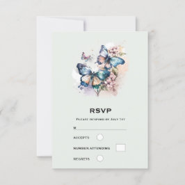 Schöne Schmetterlinge und Blume Hochzeit RSVP Karte