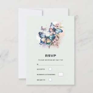Schöne Schmetterlinge und Blume Hochzeit RSVP Karte