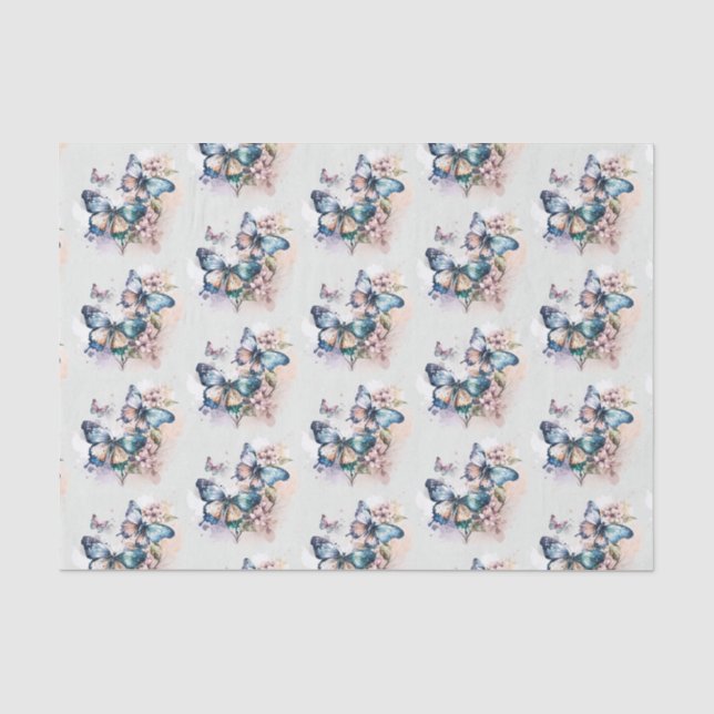Schöne Schmetterlinge und Blume Muster Seidenpapier (Vorderseite)
