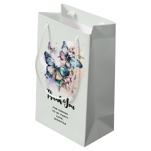 Schöne Schmetterlinge und Blume Party Vielen Dank Kleine Geschenktüte (Rückseite Schrägansicht)