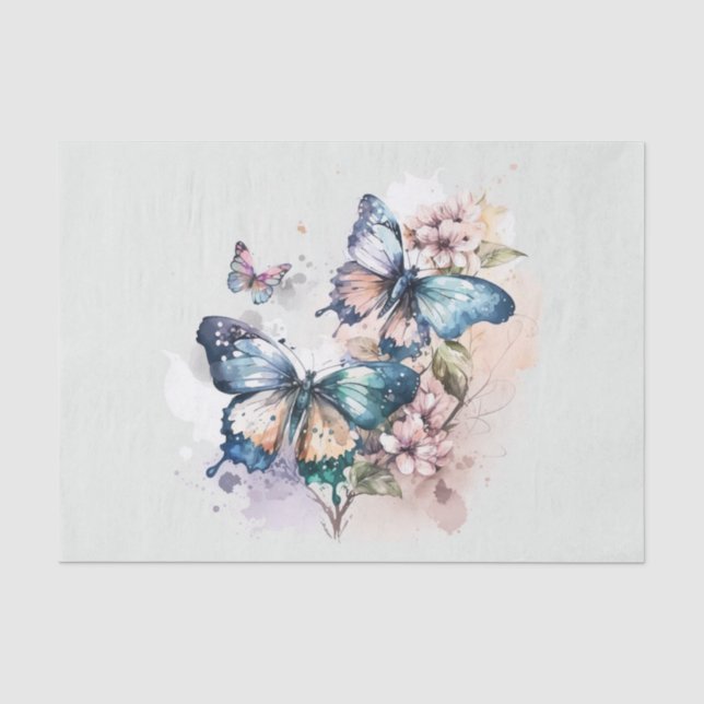 Schöne Schmetterlinge und Blume Seidenpapier (Vorderseite)