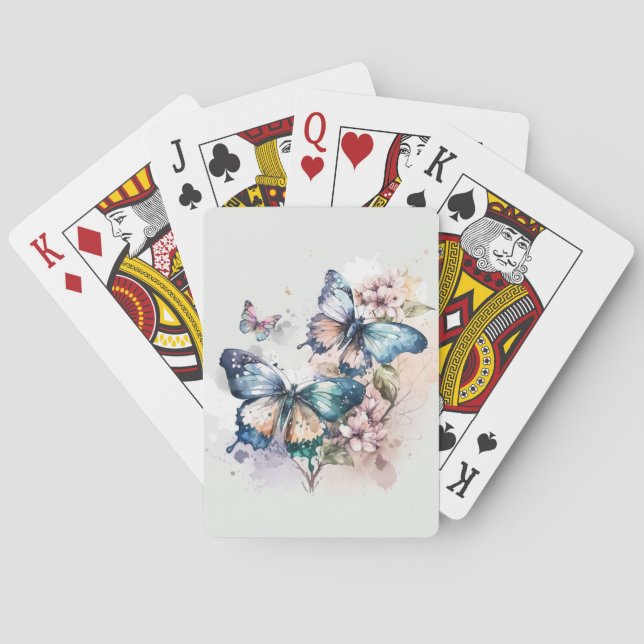 Schöne Schmetterlinge und Blume Spielkarten (Rückseite)