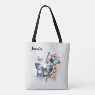 Schöne Schmetterlinge und Blume Tasche