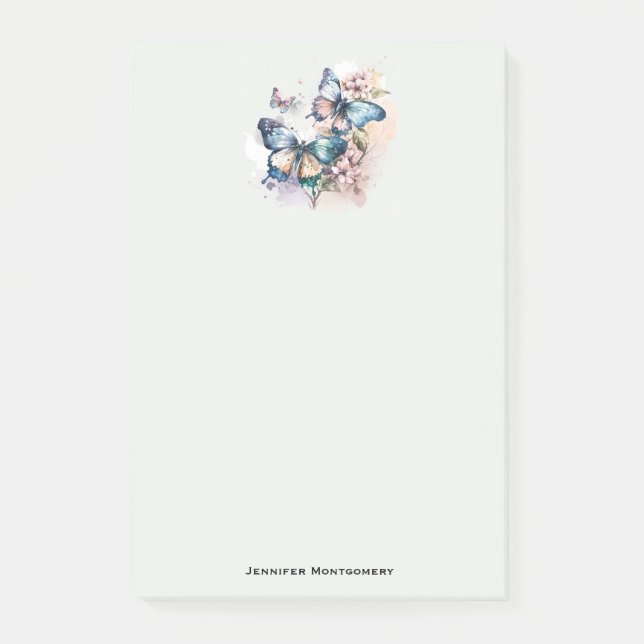 Schöne Schmetterlinge und Blumen Post-it Klebezettel (Vorderseite)