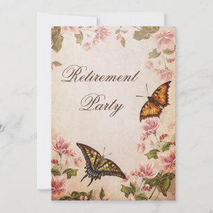 Schöne Schmetterlinge & Vintage Blossom-Pensionier Einladung
