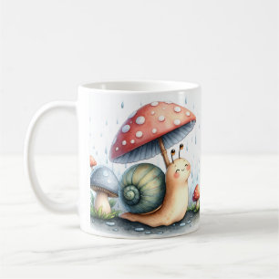 Schöne Schnecke unter Pilzschirm Kaffeetasse