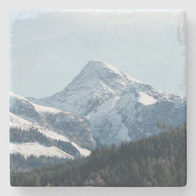 Schöne schneebedeckte Berge Steinuntersetzer (Vorderseite)