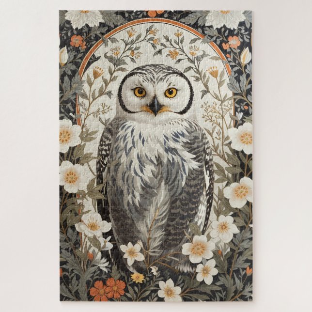 Schöne Schneeeule William Morris inspiriert (Vertikal)